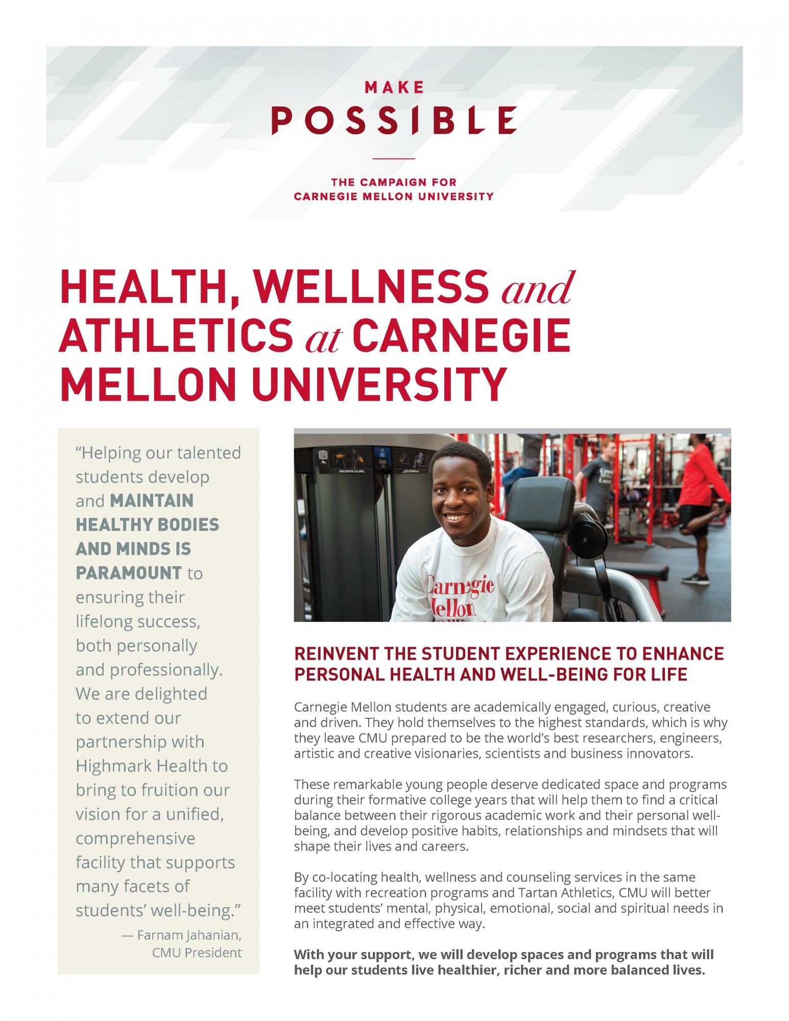 first page of the health wellness and athletics info sheet